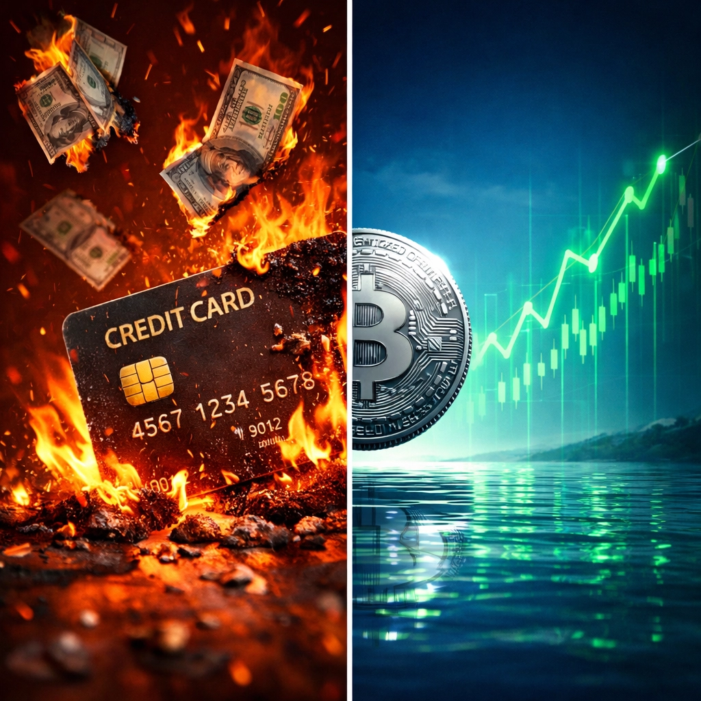 Crypto payment cost savings comparison showing burning credit card fees versus low-cost blockchain