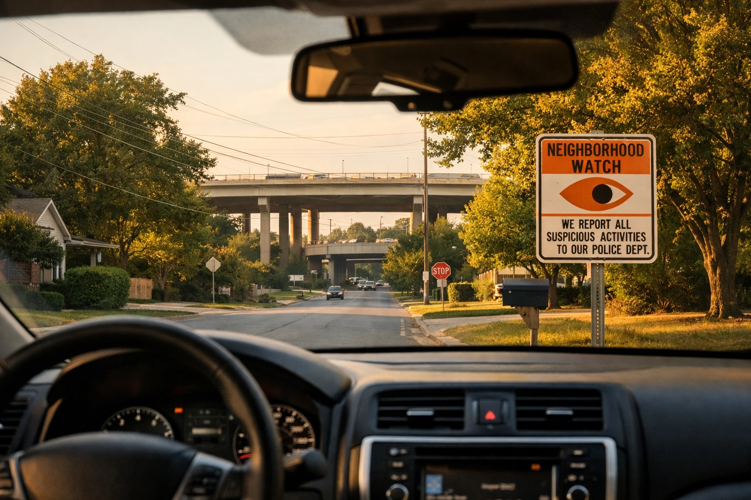Charlotte residential street near highway