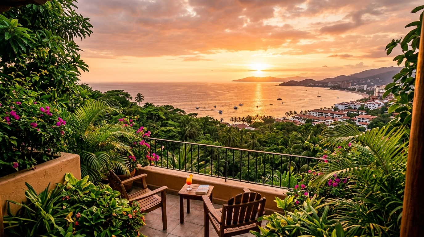 Ocean view from an Amapas balcony at golden hour