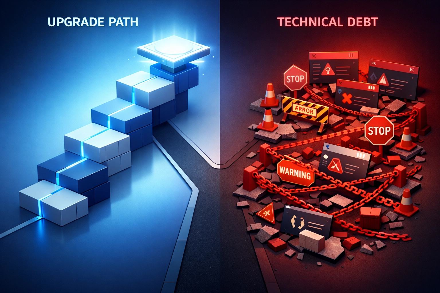ServiceNow upgrade path blocked by technical debt versus clean implementation partner architecture