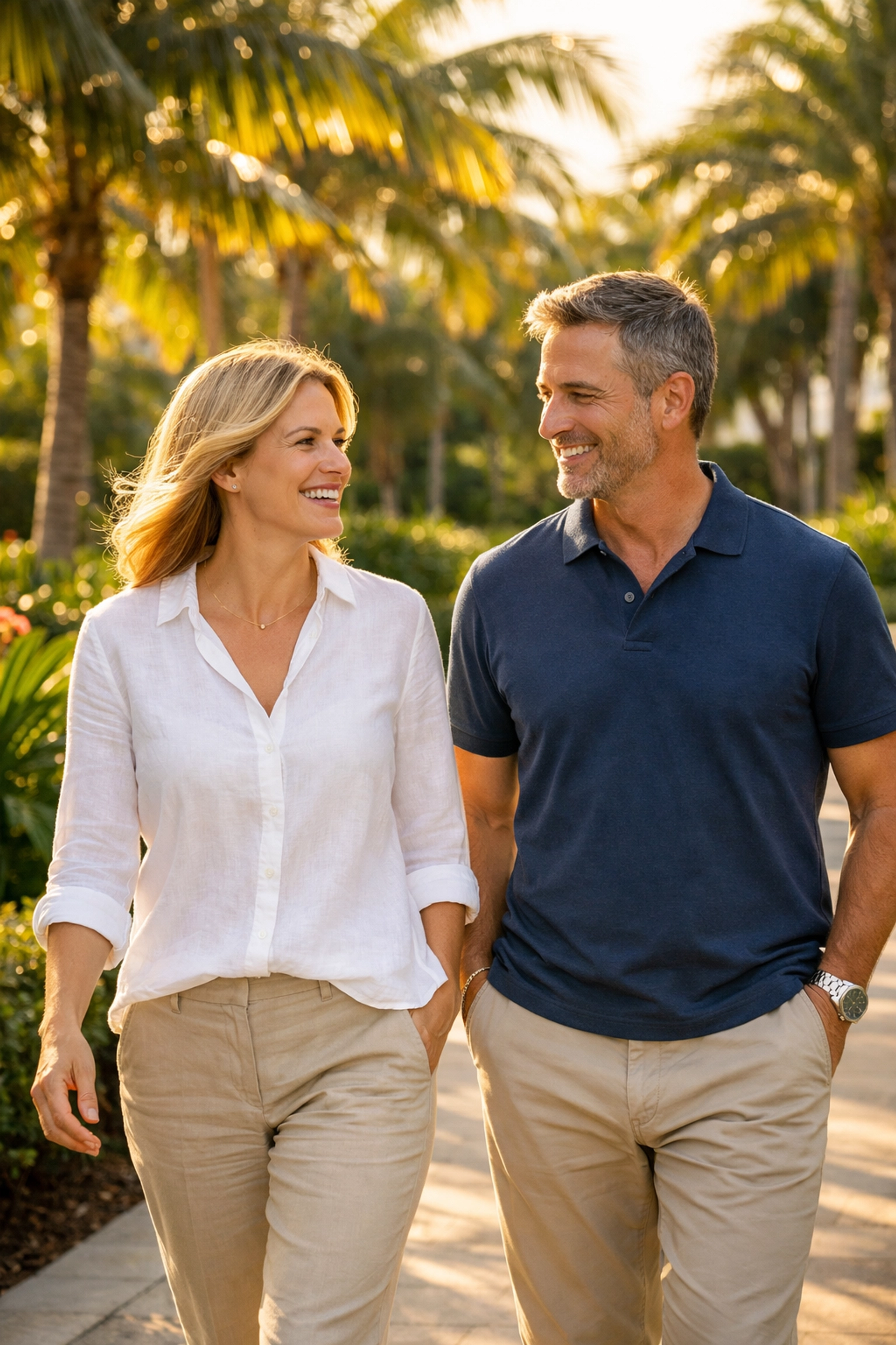 An energized couple in South Florida experiencing the vitality and wellness benefits of IV therapy.