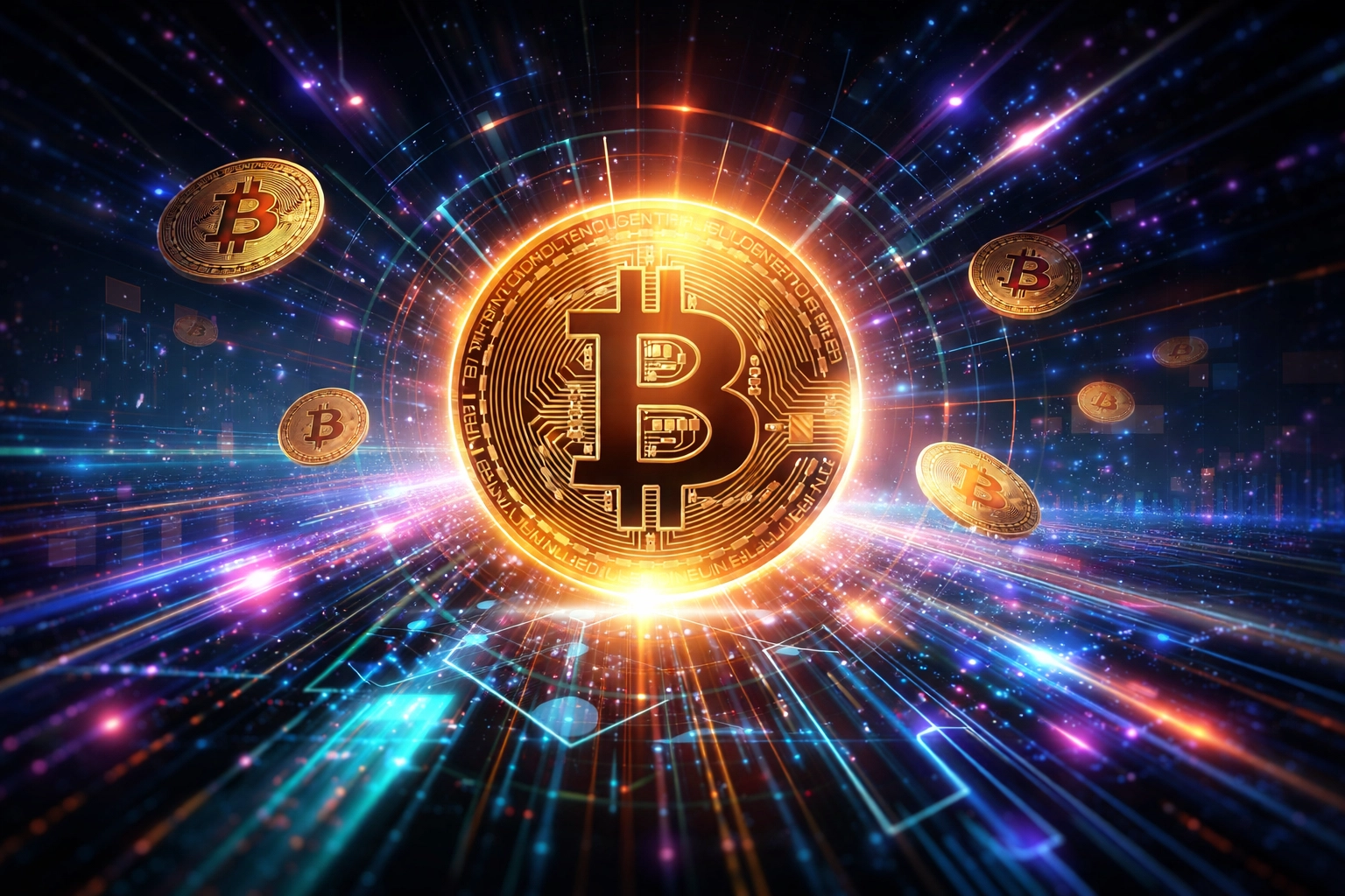 Digital crypto coins and blockchain network representing institutional cryptocurrency strategies