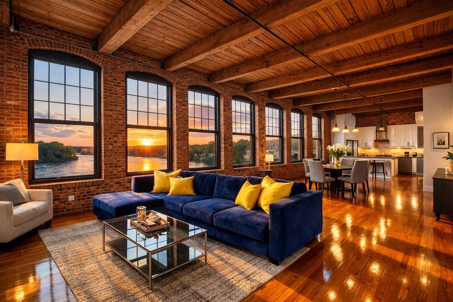 Professional maid services Lowell for luxury mill loft apartments with clean hardwood floors.