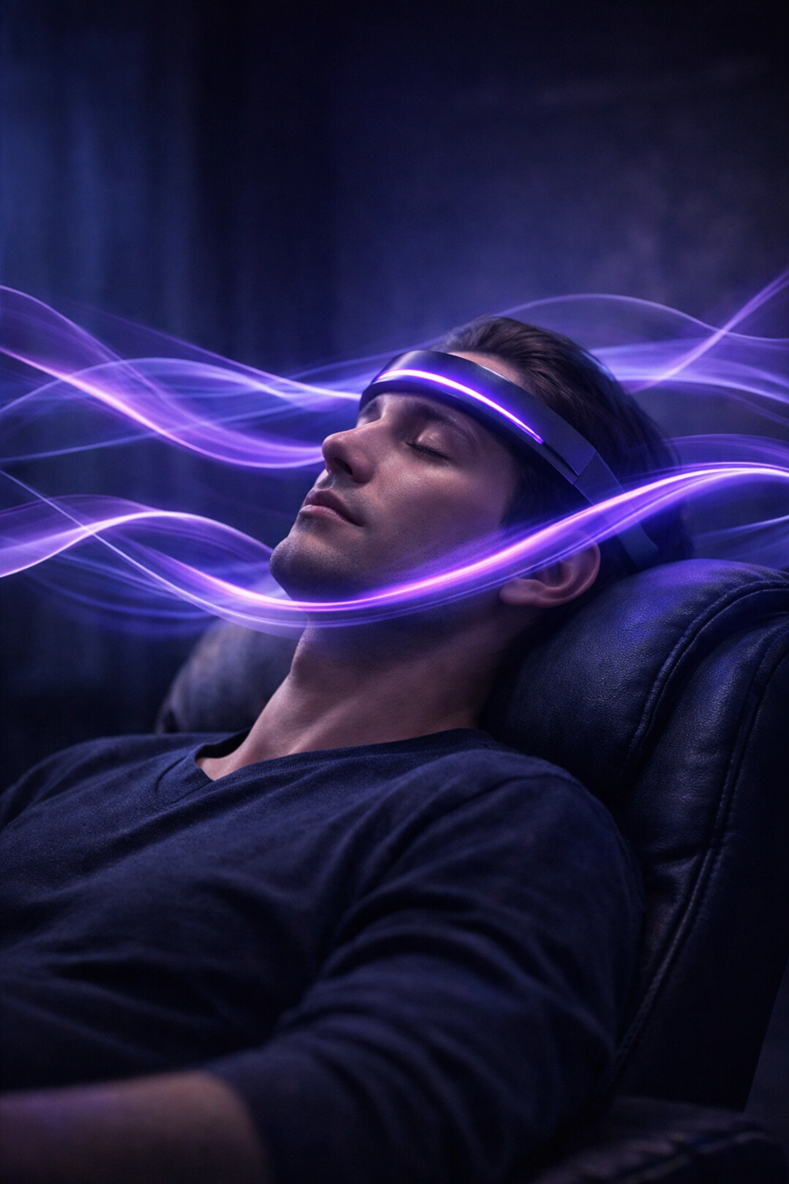 Modern meditation headband using binaural beats for deep nervous system regulation and enhanced mental wellness.