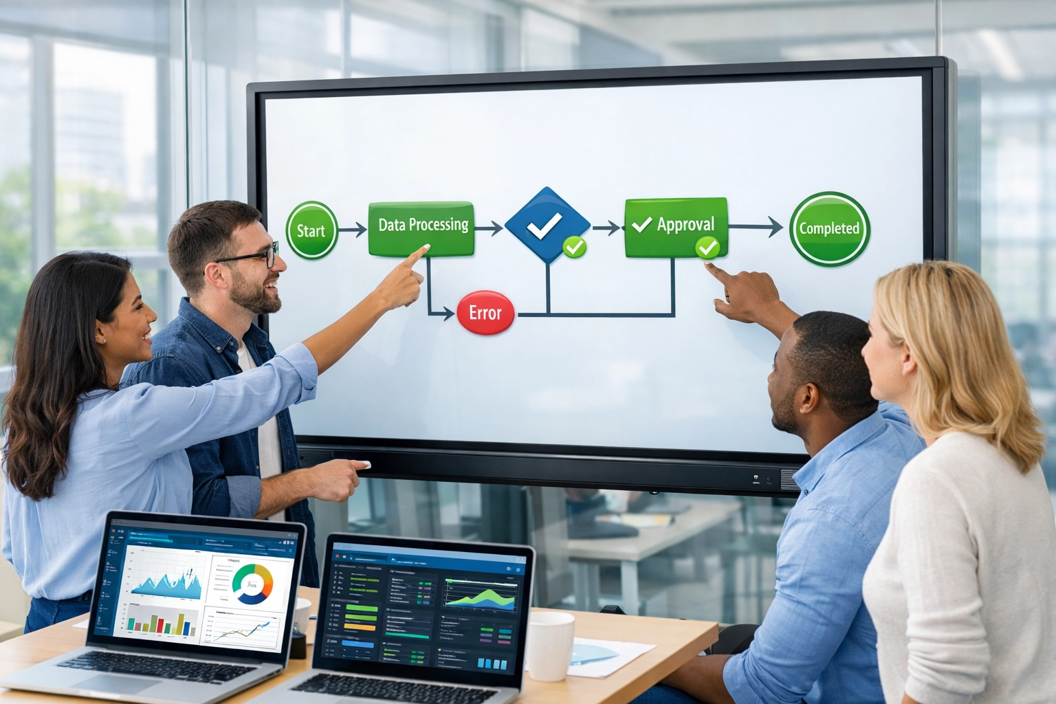 IT professionals reviewing automated governance workflows for license optimization