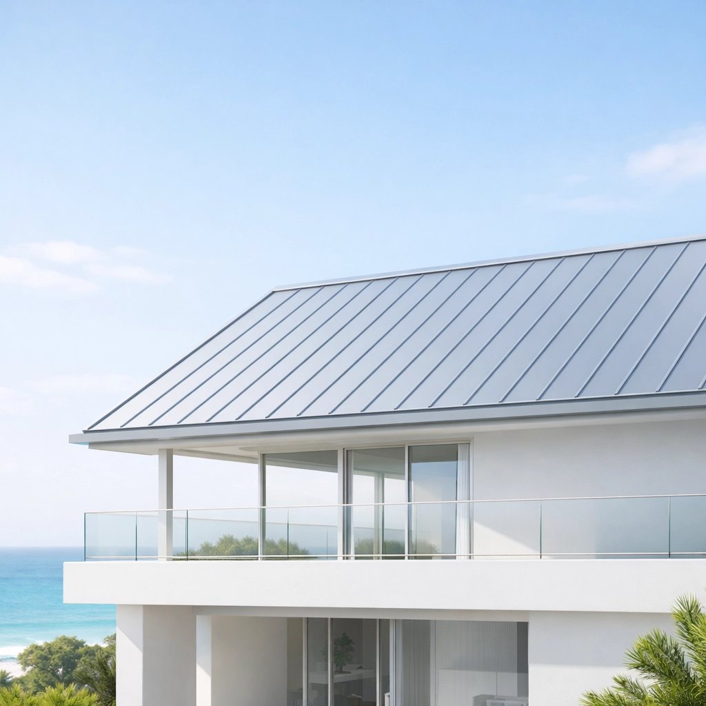 Durable metal roofing Northern Beaches home designed to resist coastal corrosion and salt spray damage.