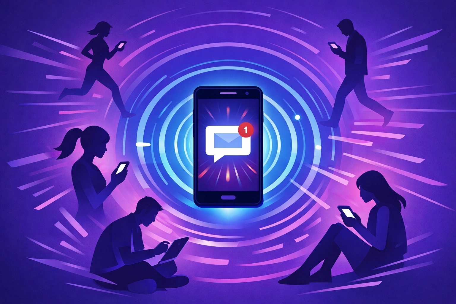 Smartphone receiving instant SMS notification with high engagement response