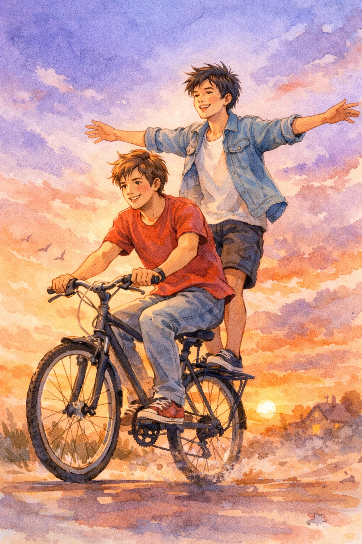Leonardo and Gabriel riding bicycle together symbolizing equal partnership