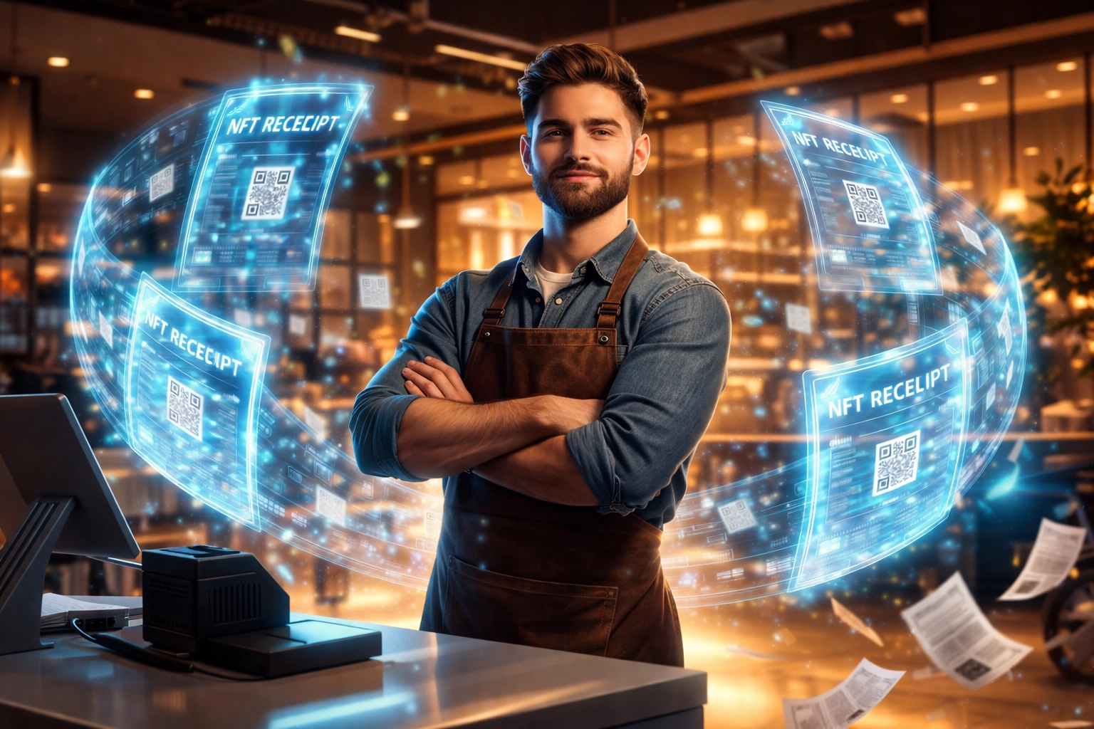 Merchant using digital NFT receipts for streamlined crypto accounting and compliance