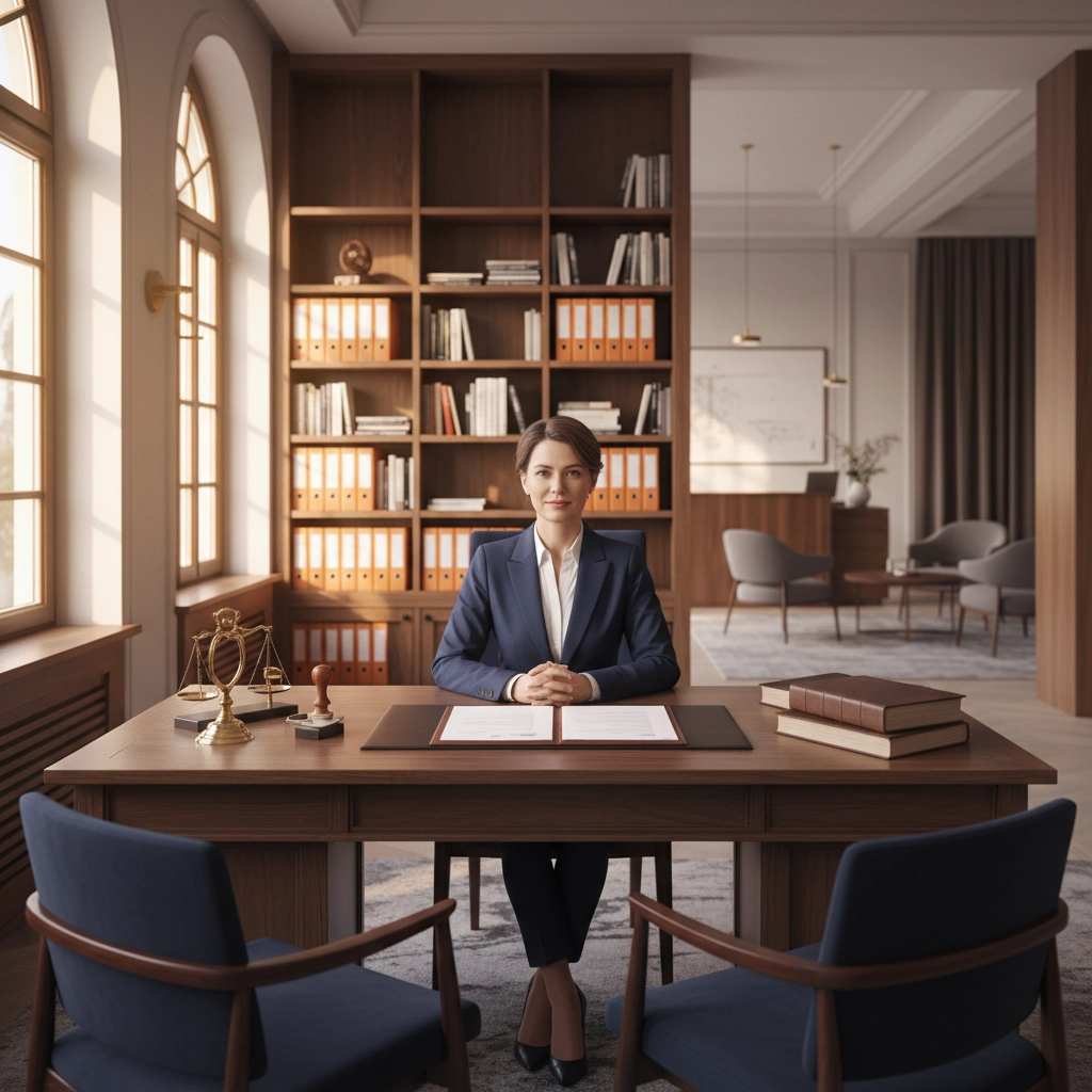 Traditional notary office setting with professional workspace