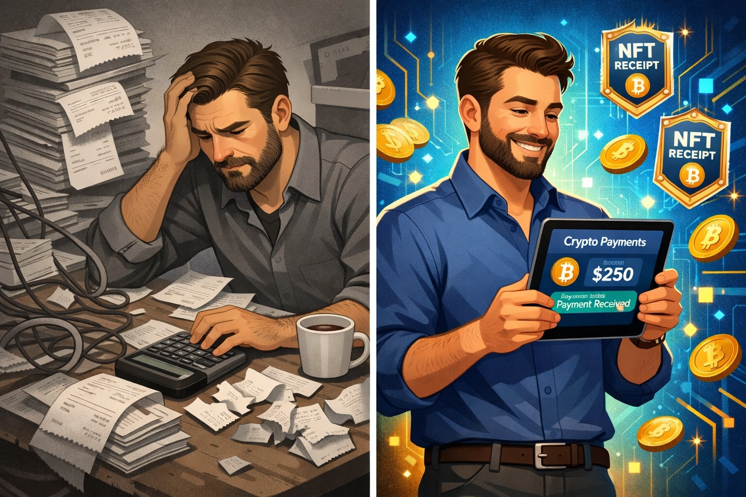 NFT receipt system vs traditional paper receipts for small business accounting automation