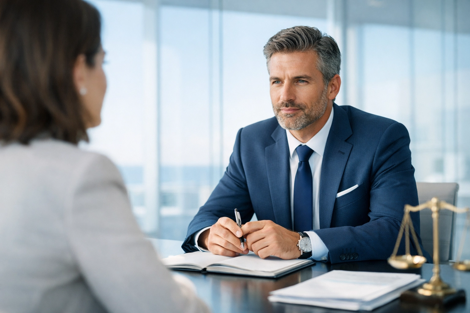 Dedicated DUI lawyer at Coastal Virginia Law listening to a client during a legal consultation.