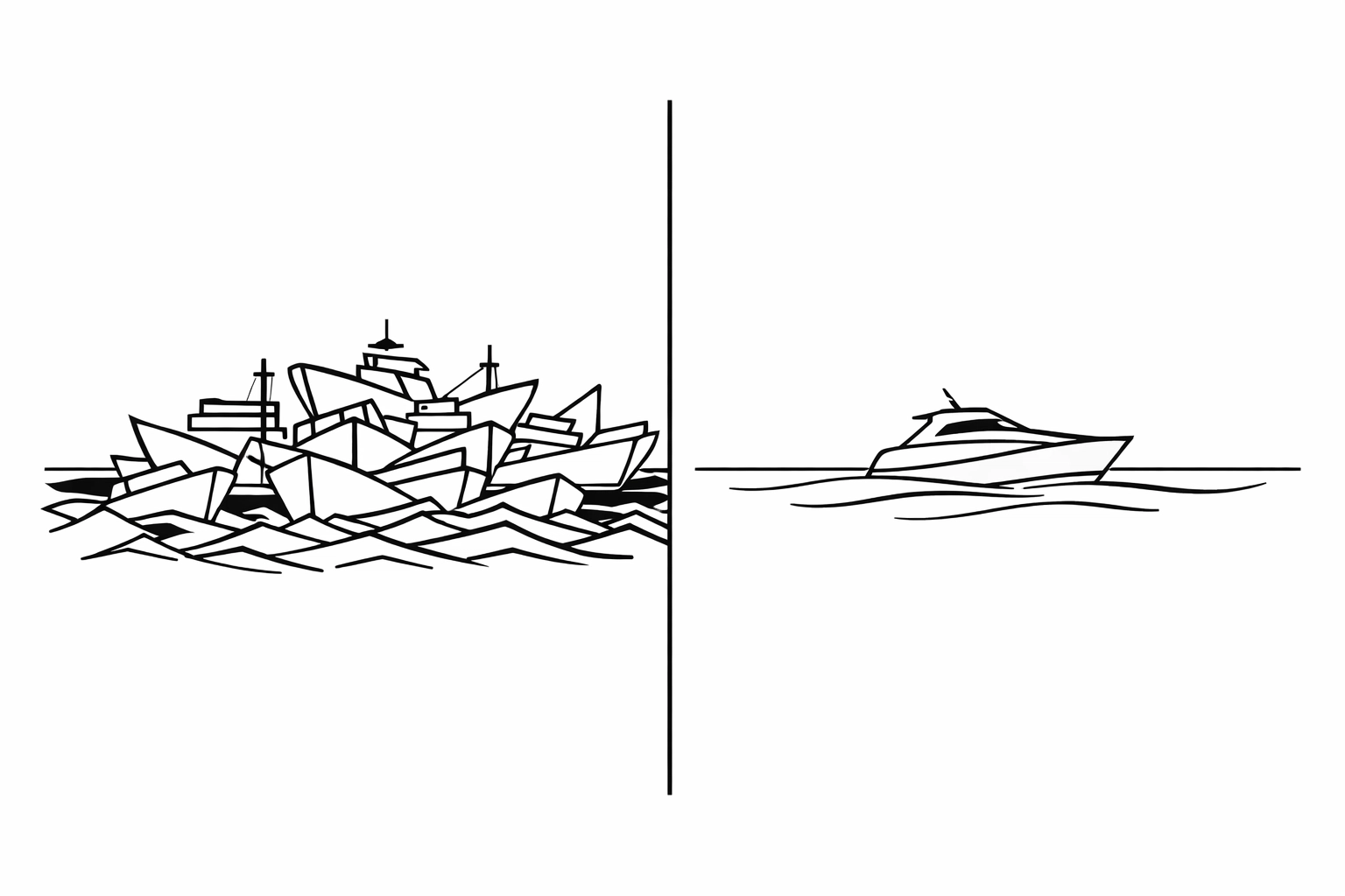 Red ocean vs blue ocean strategy: crowded competition versus uncontested market space