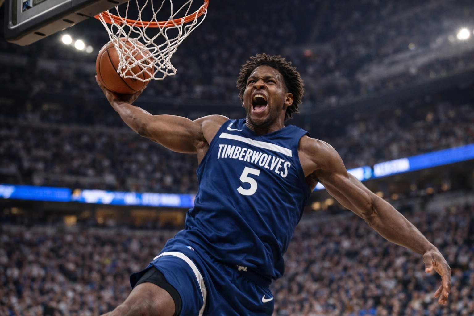 Anthony Edwards explosive dunk showcasing new NBA star power and athleticism