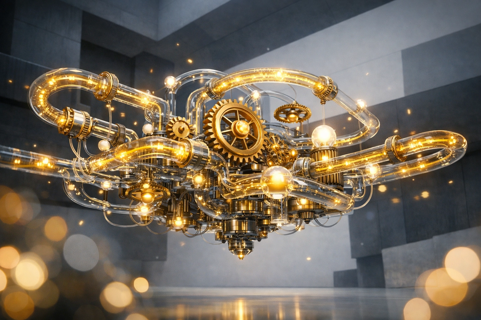 Futuristic automation engine illustrating streamlined HubSpot workflows and business process automation.