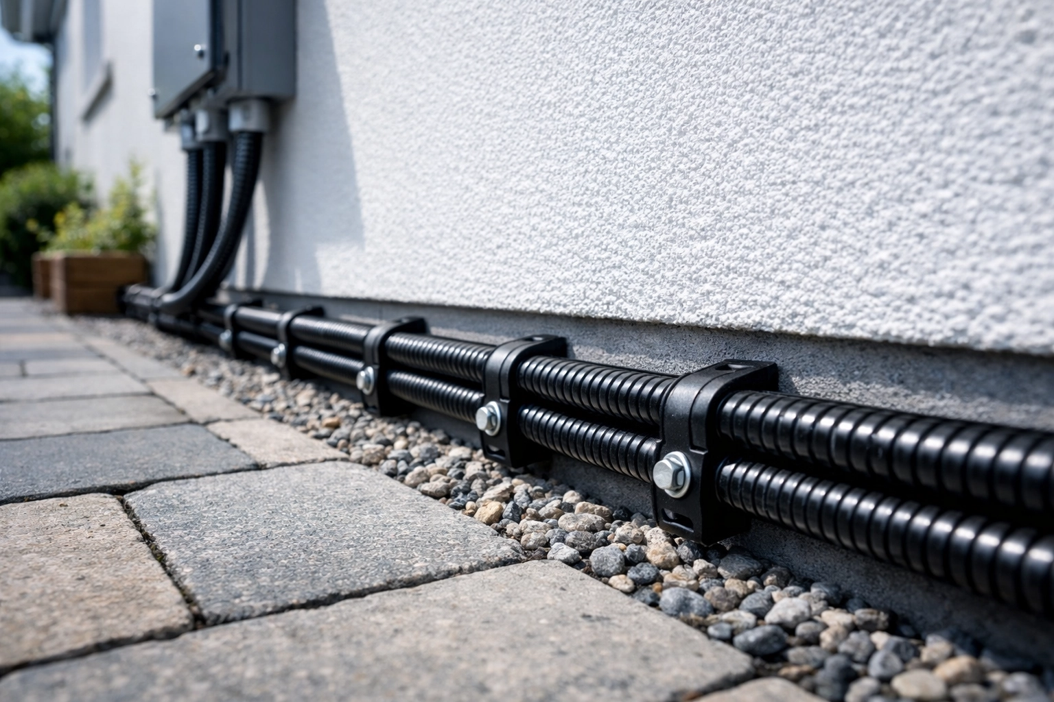 Expert cable routing and armored wiring for a compliant EV charger installation by a Dorset electrician.