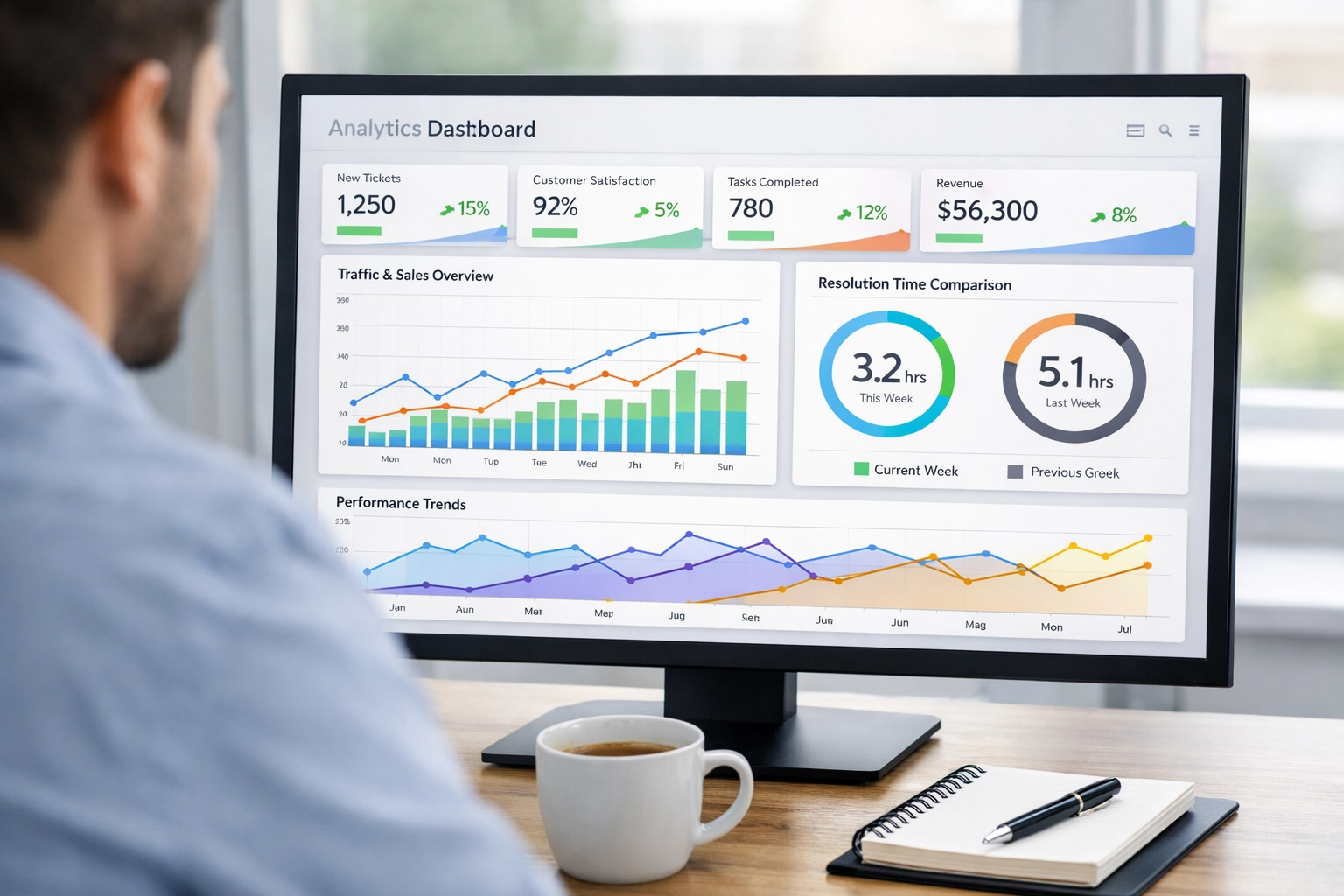 ServiceNow Now Assist performance analytics dashboard tracking AI agent resolution metrics and KPIs