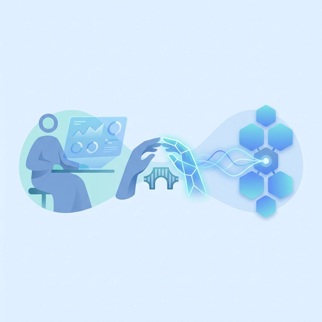 Image symbolising collaboration between human expertise and AI automation in credit risk assessments