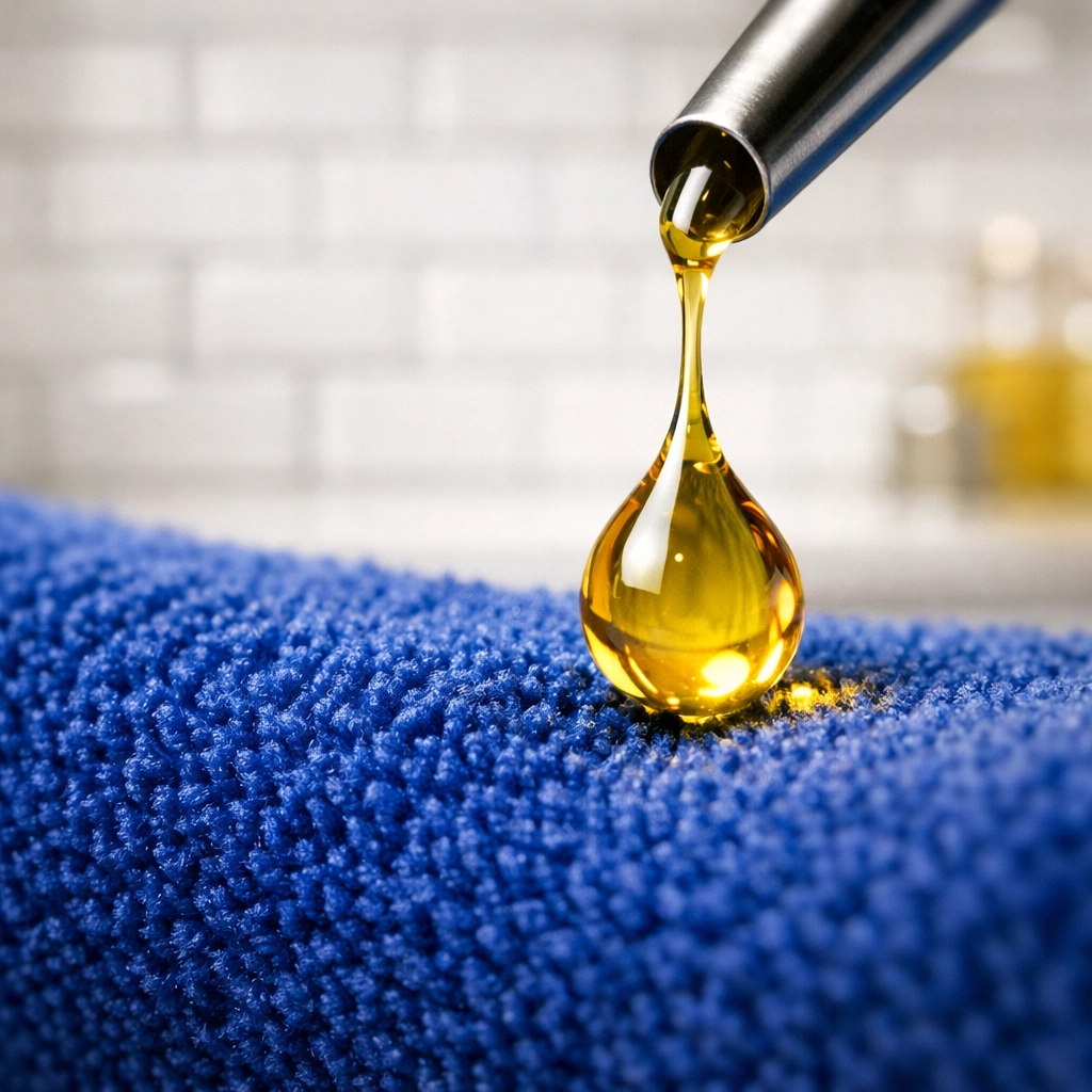 Applying a tiny amount of olive oil to a microfiber cloth to polish stainless steel without leaving a greasy residue.