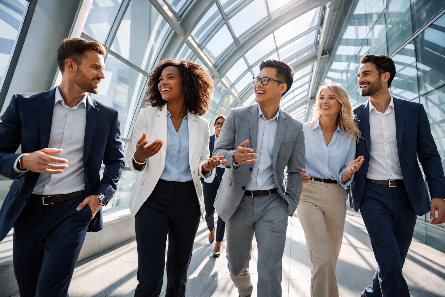 Diverse professionals in discussion preparing for a leadership development workshop