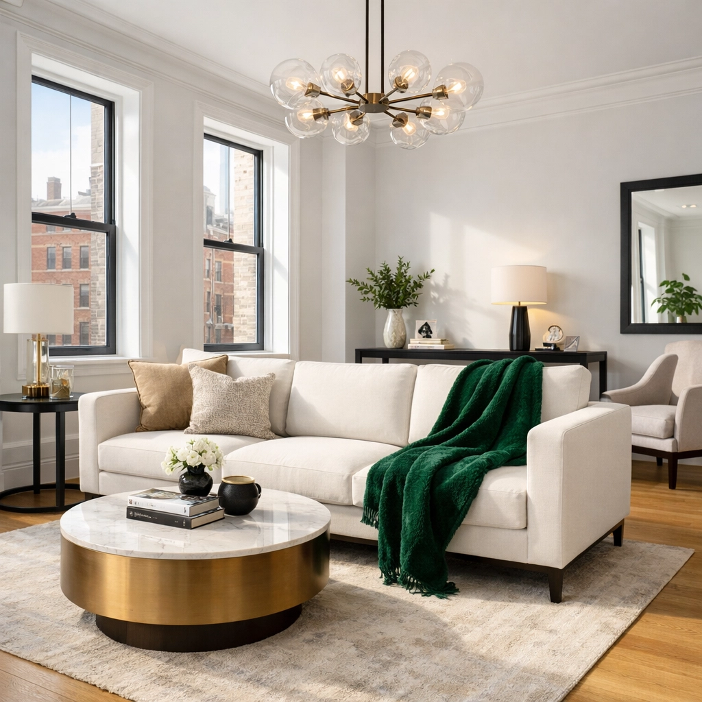 Bright modern apartment interior representing a successful fix and flip transformation for real estate investors.