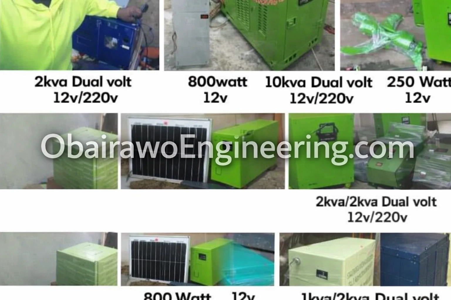 Obairawo Fuelless Generator Range Assorted Images
