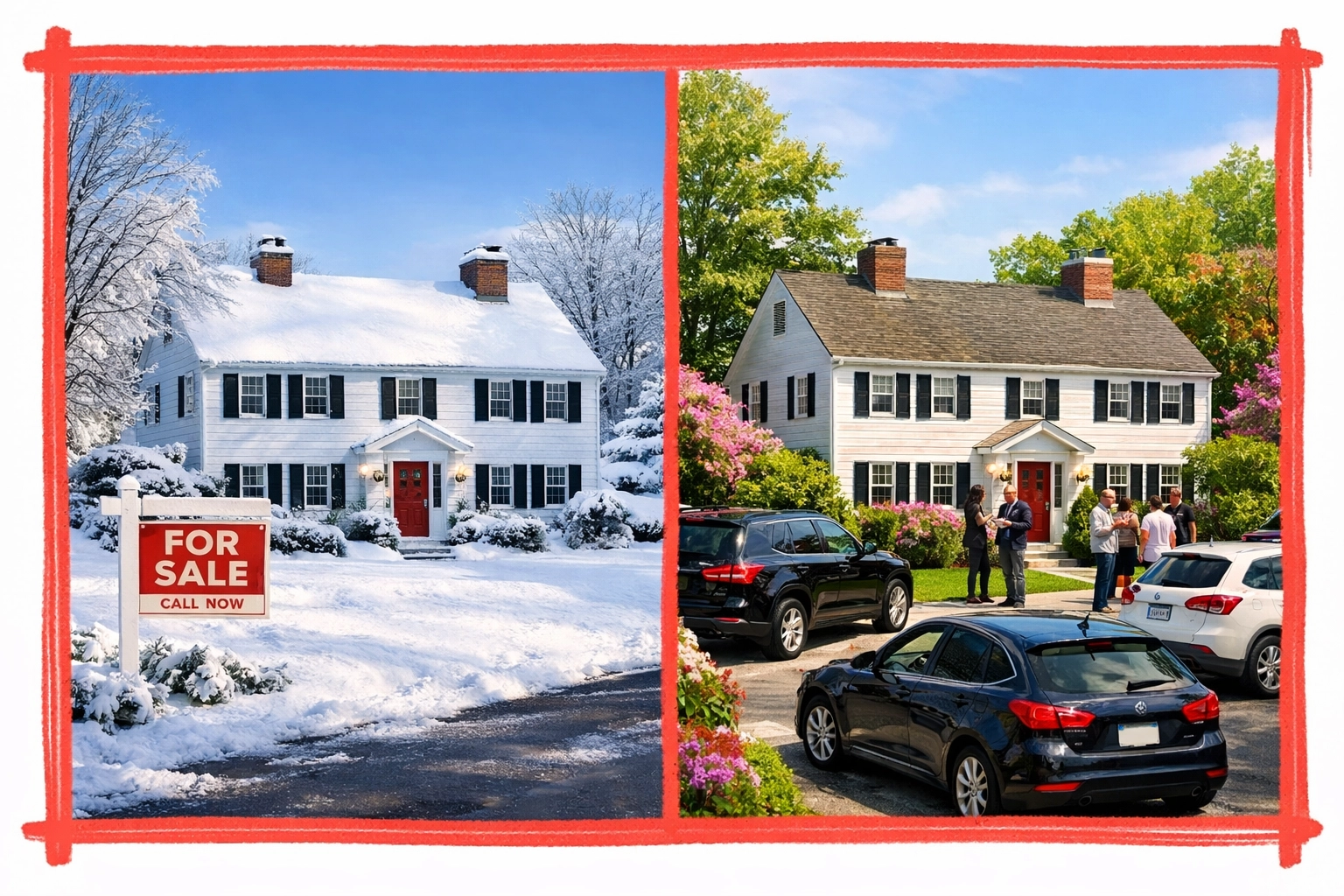 Comparison of quiet winter home sale vs busy spring competition in Connecticut market