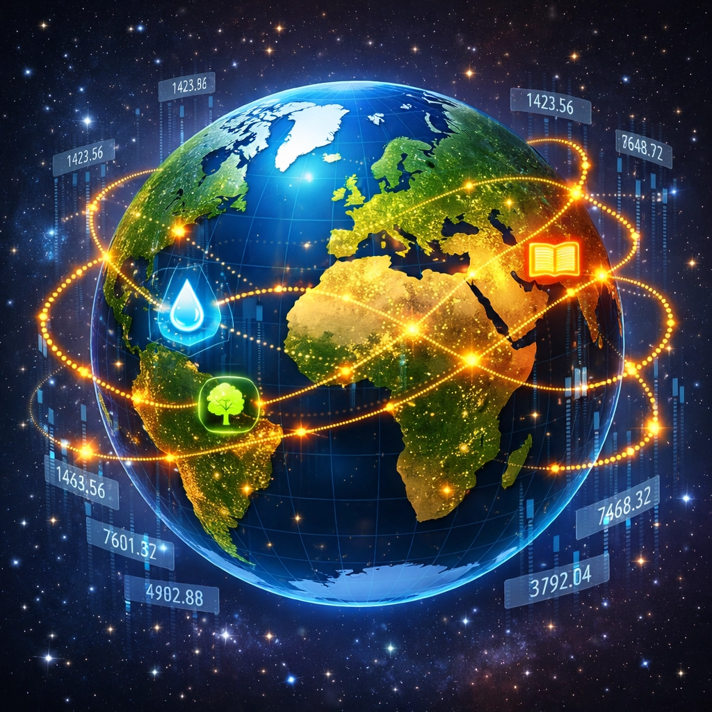 Global charity network funded by blockchain transaction fees across continents