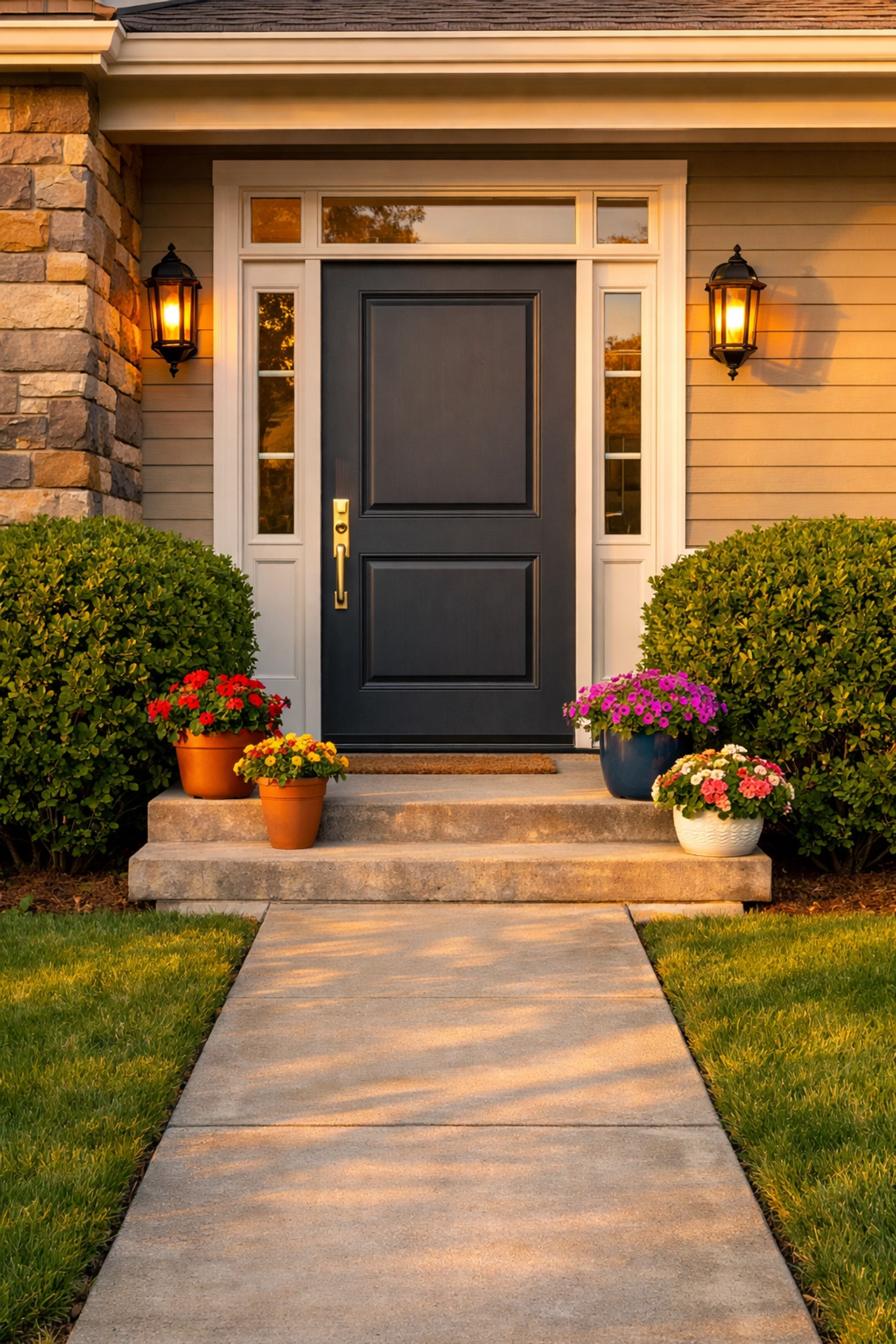 Well-maintained Denver home entrance with fresh paint, landscaping, and strong curb appeal