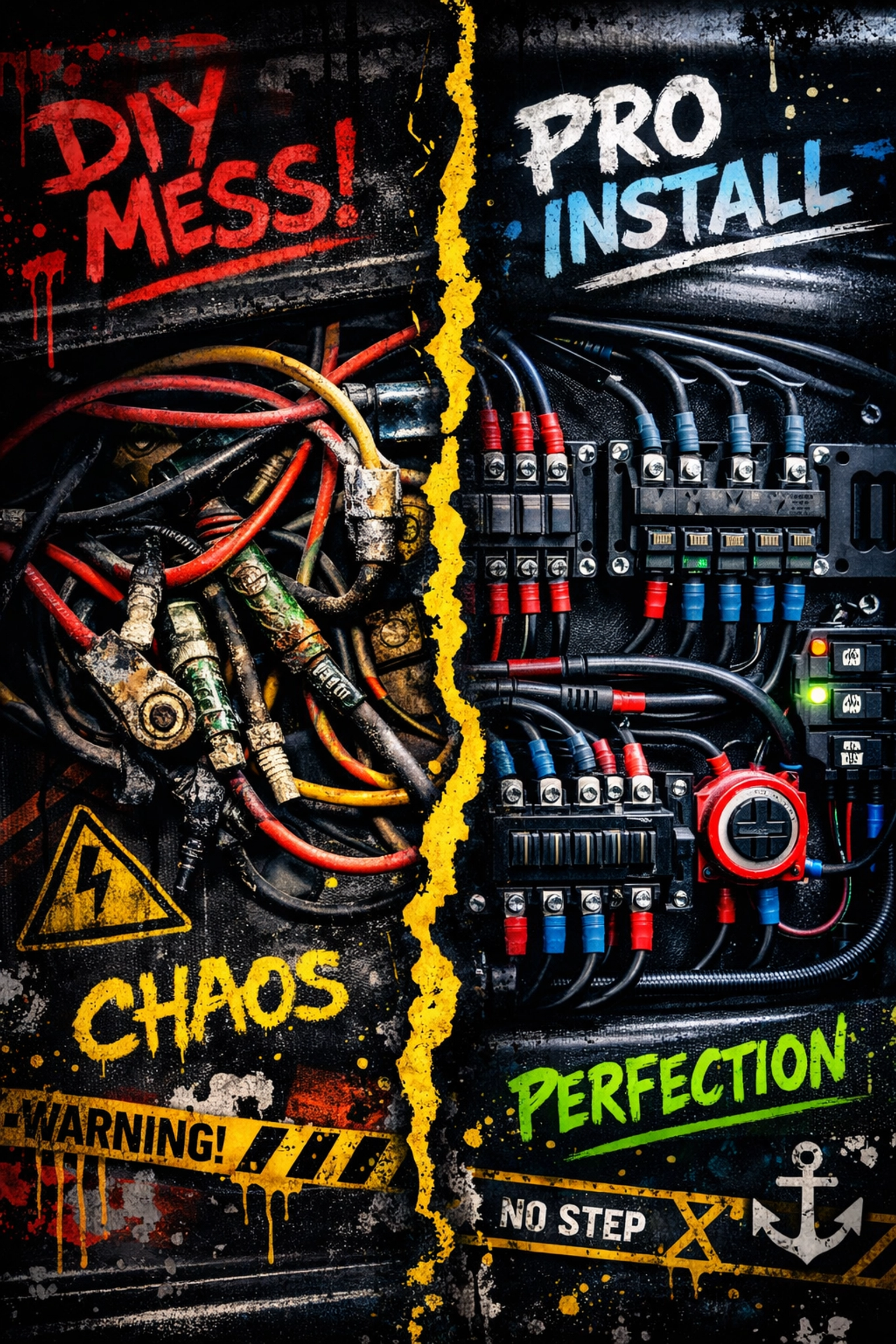 Professional marine audio wiring installation versus DIY boat electronics comparison
