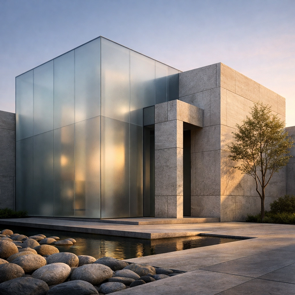 Clean modern architectural design symbolizing privacy-first web design and data security for businesses.