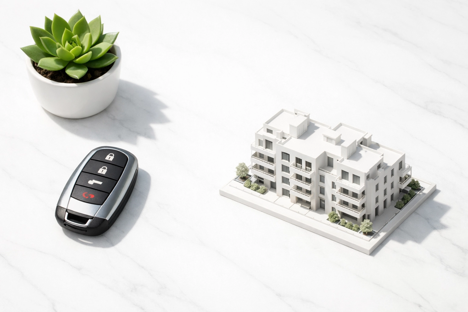 Comparing car keys to a multi-family property model to represent selling auto loan portfolio assets.
