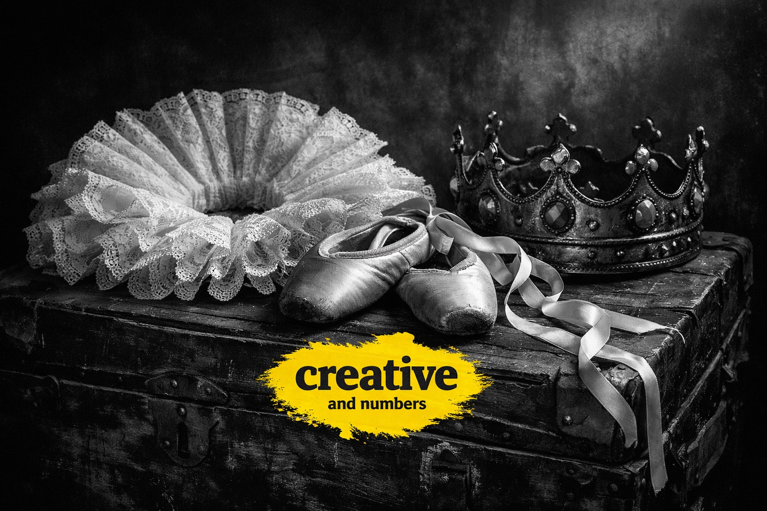 Theatrical props like a crown and ballet shoes, illustrating deductible business expenses and taxes for actors.