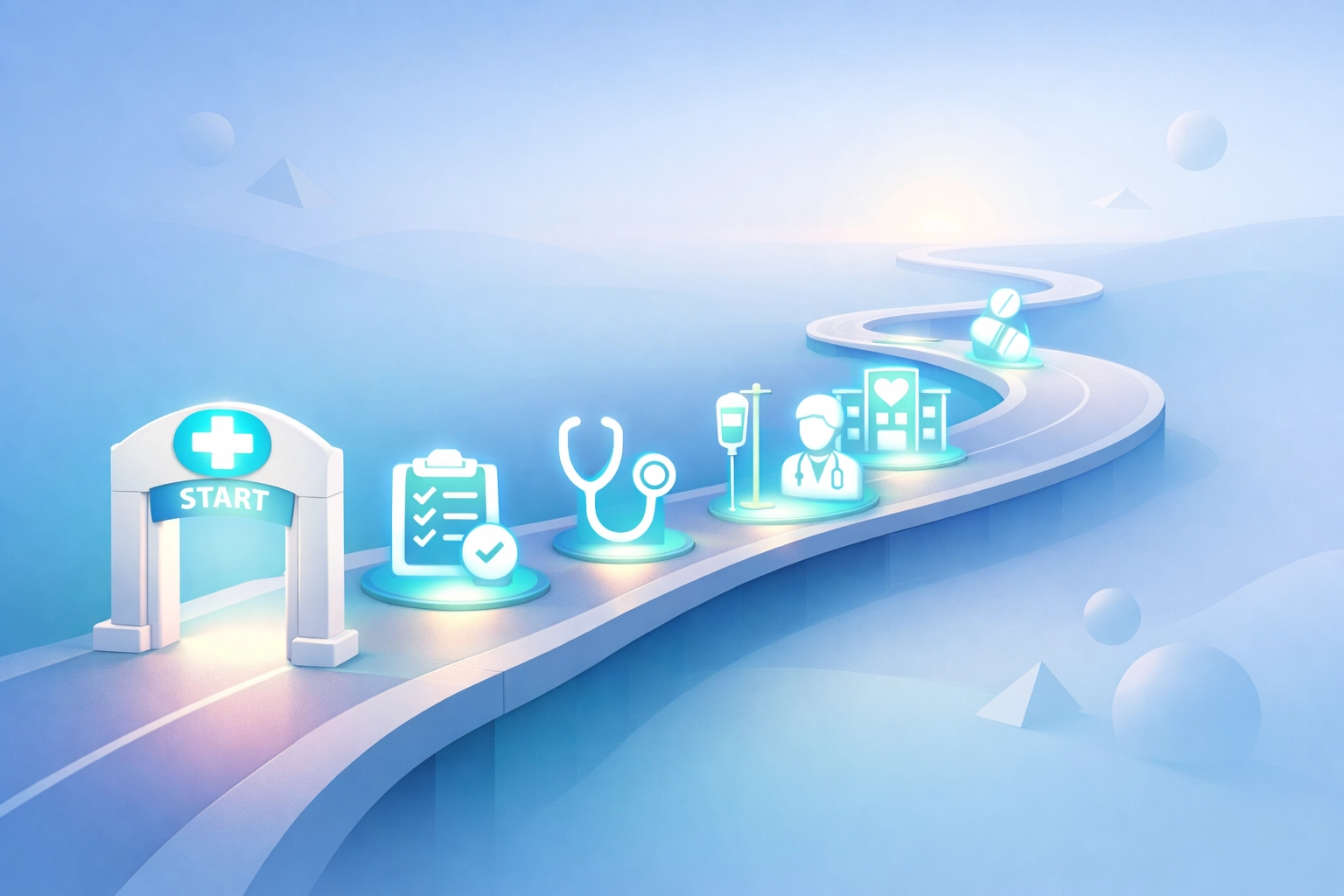 Long-term patient journey in addiction treatment showing multiple care stages and milestones