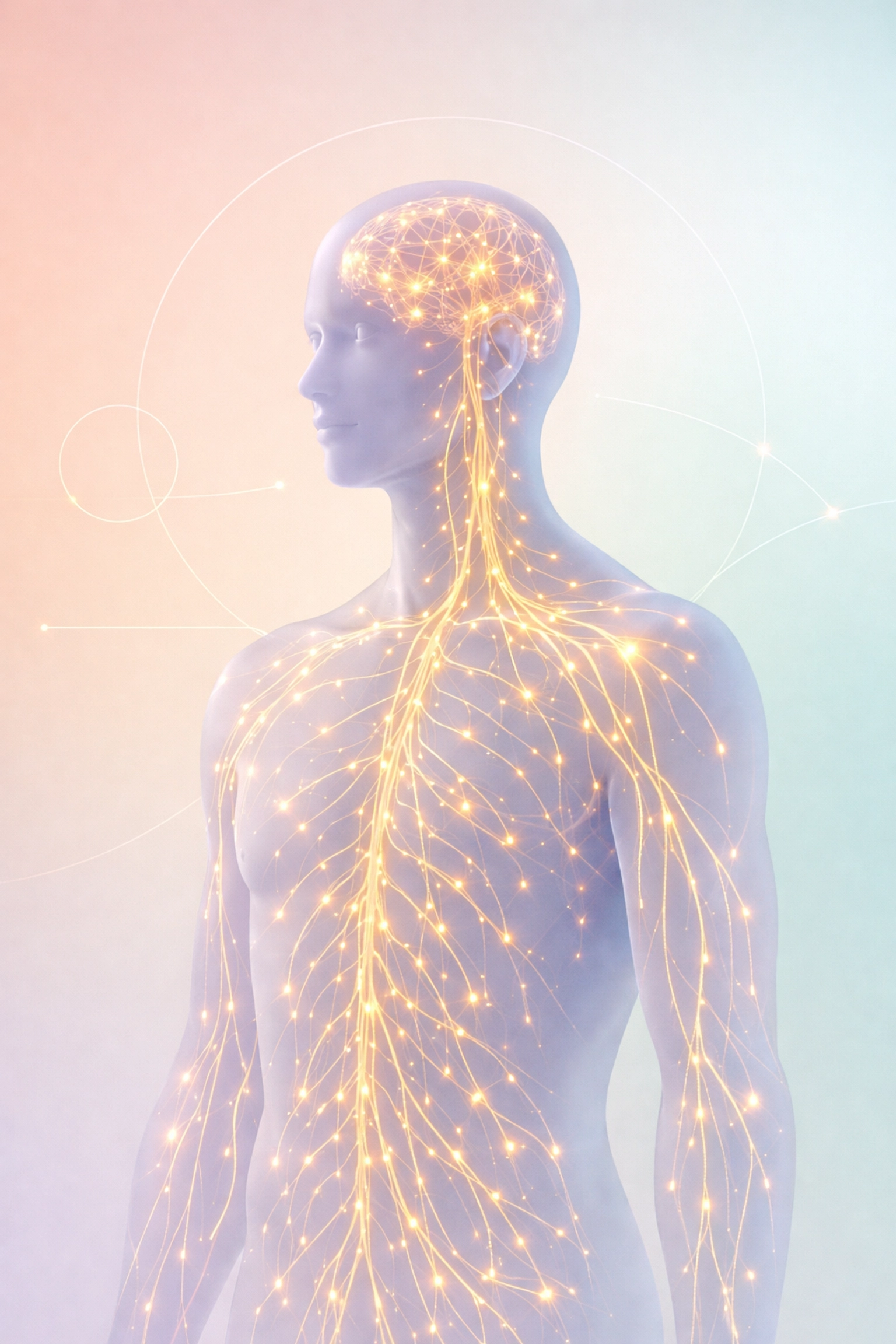 Human silhouette showing nervous system pathways where trauma is stored in the body