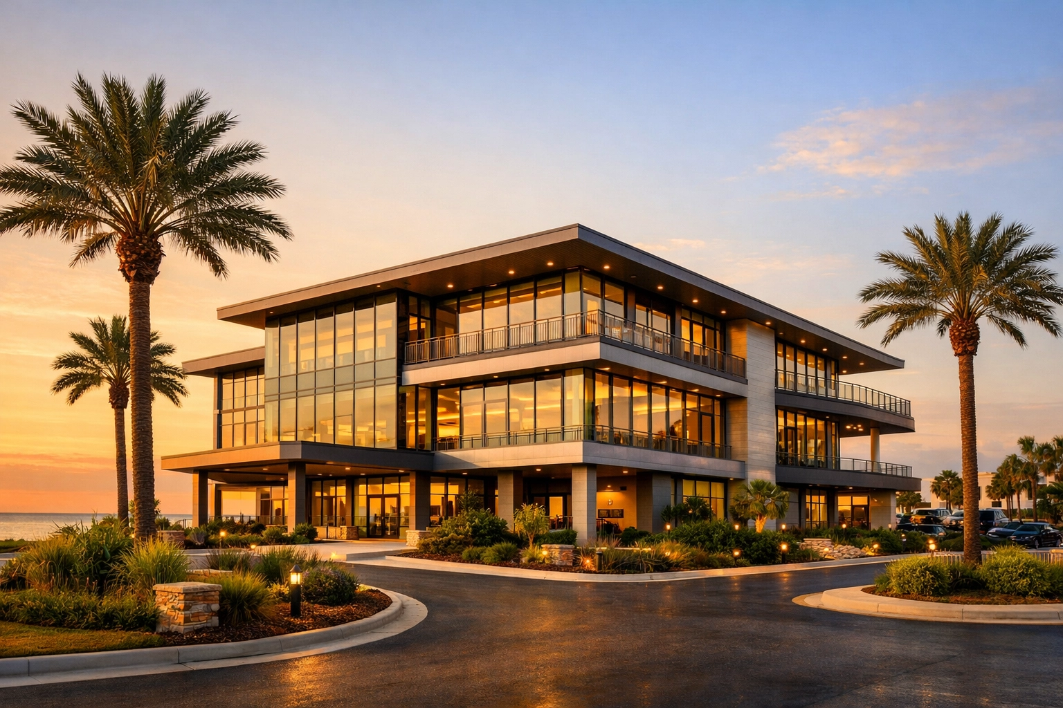 Modern Gulf Coast commercial property showcasing business resilience and high market value.