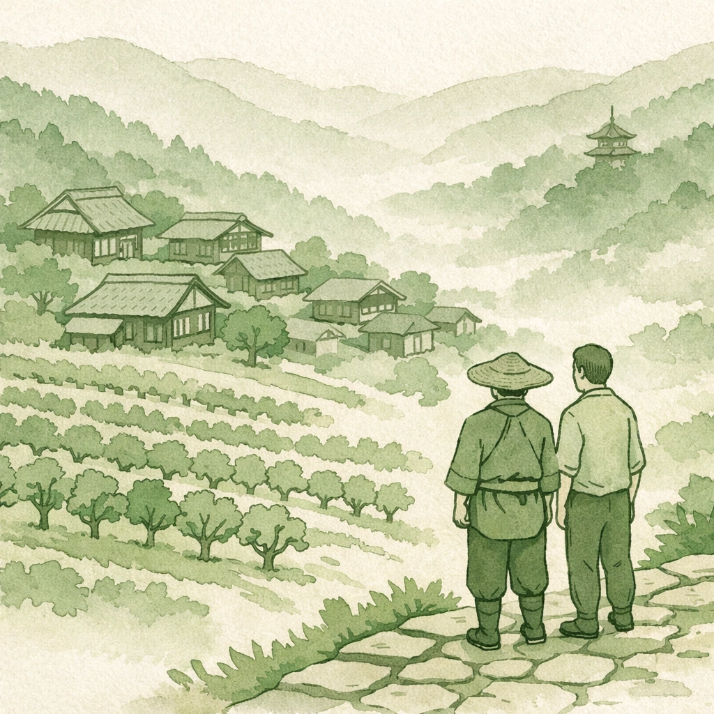 Japanese mountain village setting for gay historical romance in Meiji era