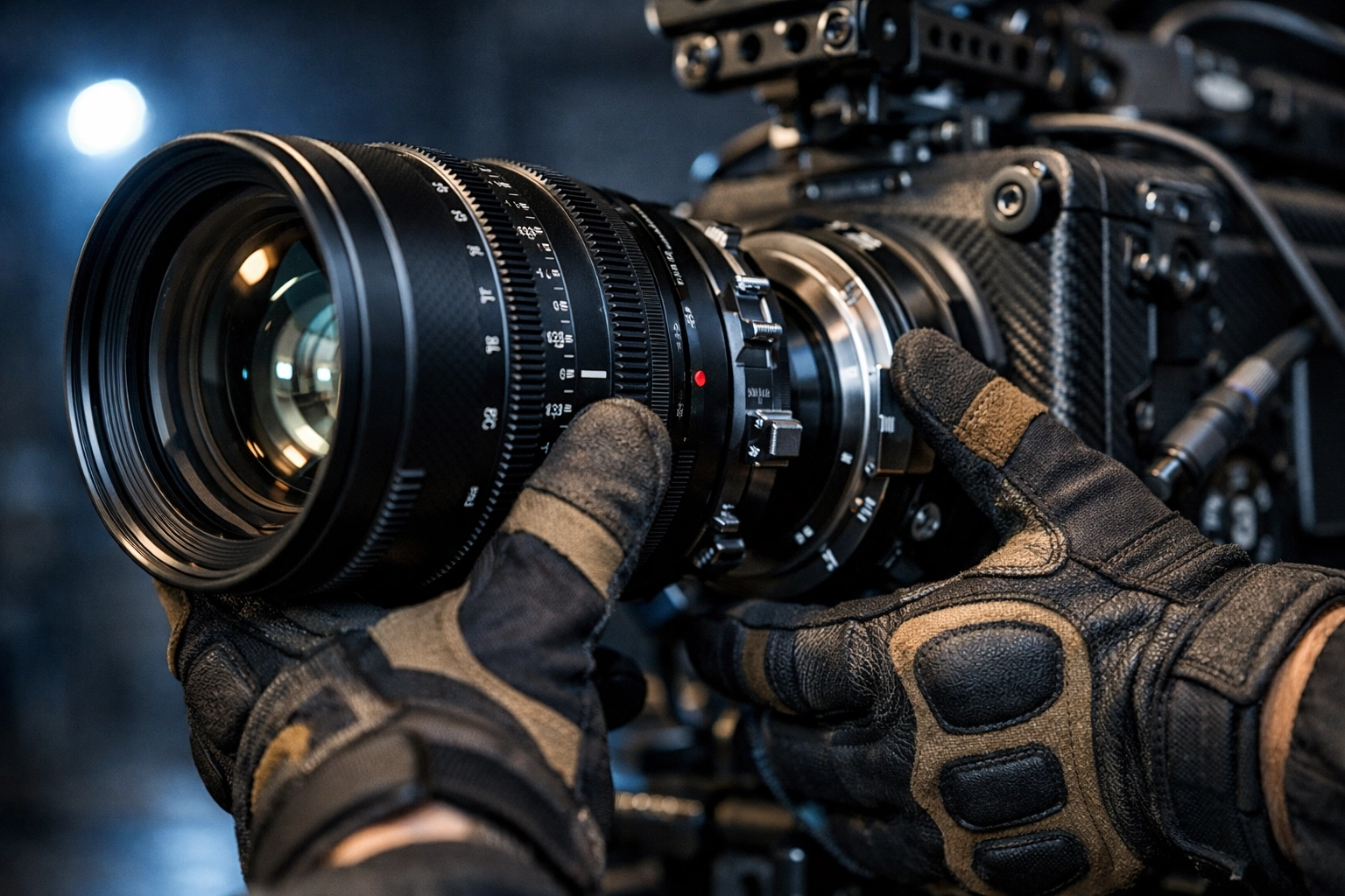 Cinematographer mounting a cinema lens on a 4k camera rig, a key update in today's photography news.