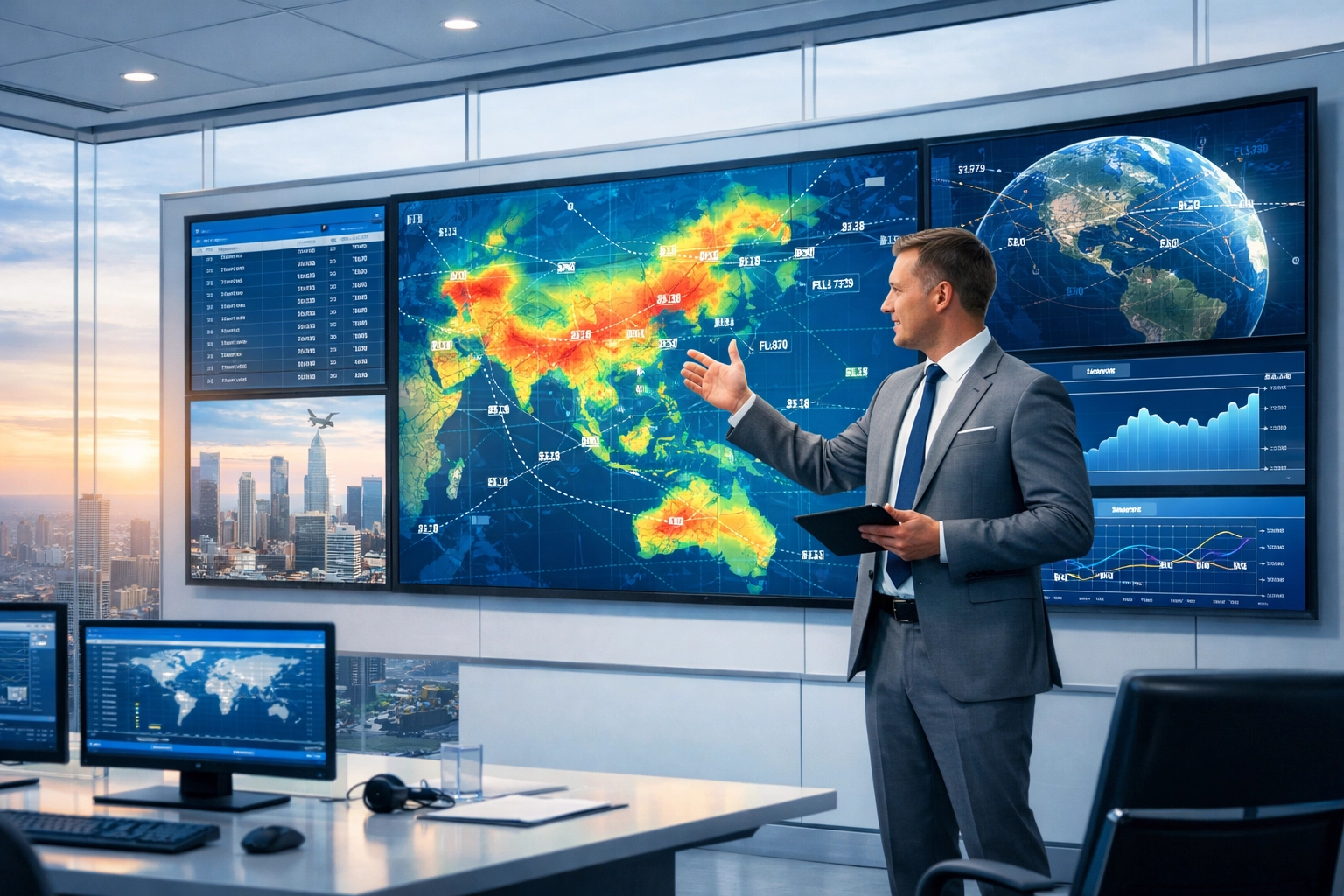 NEWSLETTER: 7 Mistakes You're Making with Last-Minute Super Bowl Logistics (and How to Fix Them) Expert travel coordinator managing Super Bowl logistics using high-tech GPS tracking monitors.