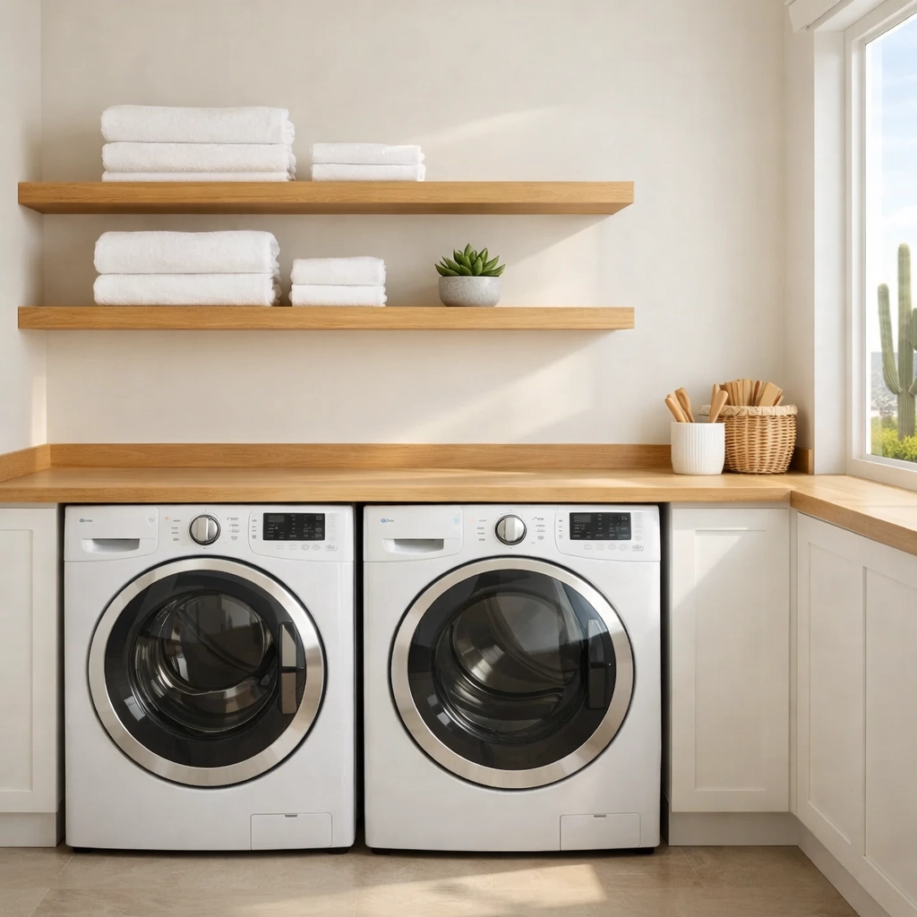 Modern laundry room in a Phoenix home showing move-in ready condition and quality maintenance.