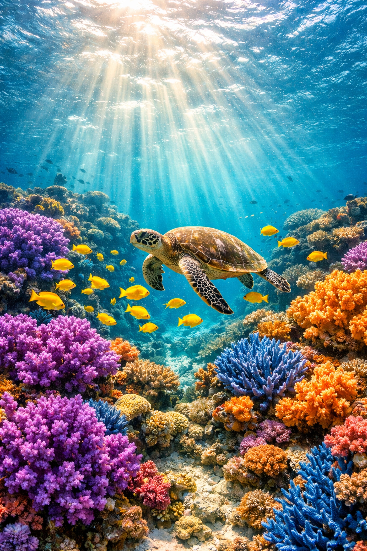 20 Most Iconic Places to Visit Around the World 4 Sea turtle swimming over vibrant coral at the Great Barrier Reef, a top photography location.