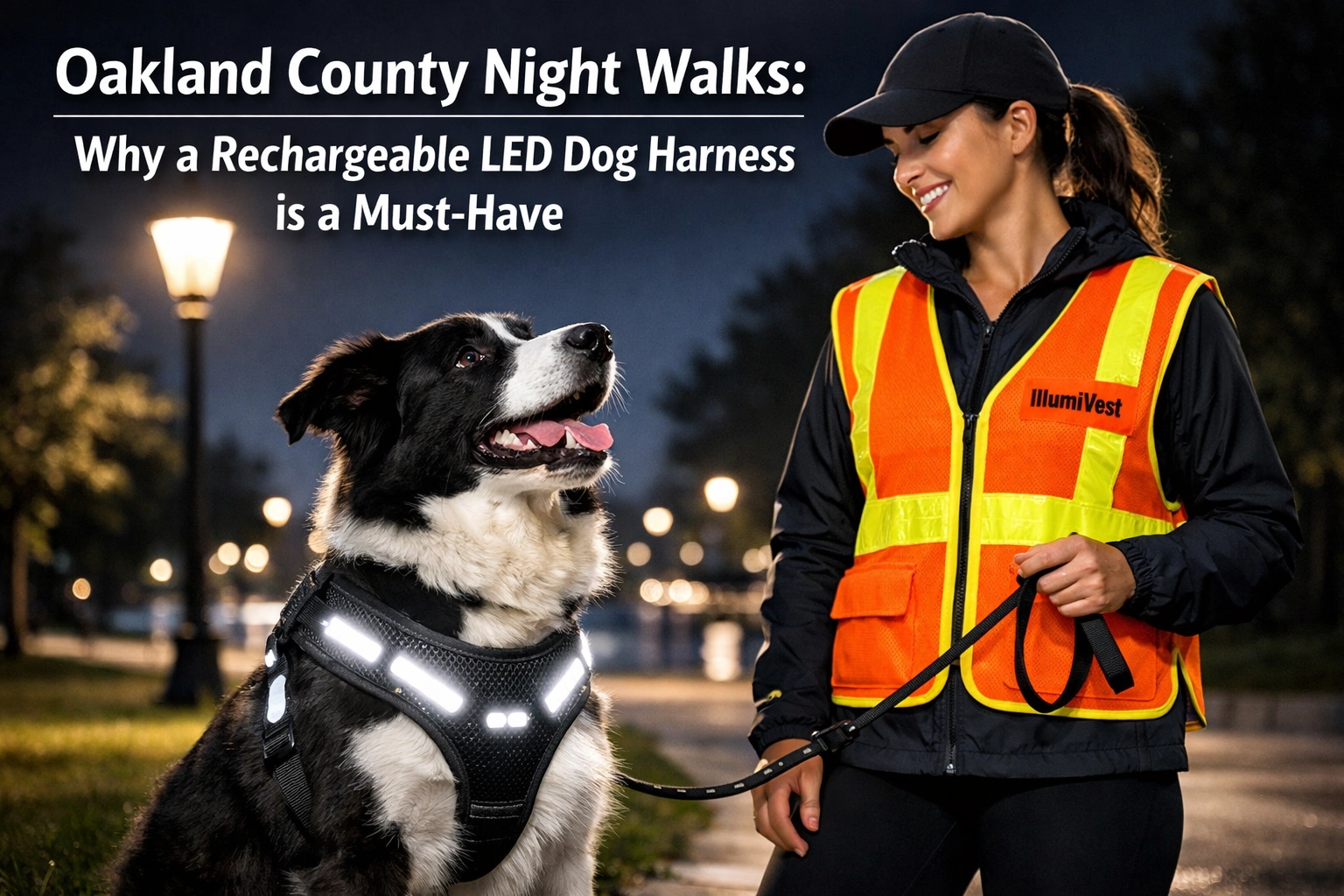 [HERO] Oakland County Night Walks: Why a Rechargeable LED Dog Harness is a Must-Have