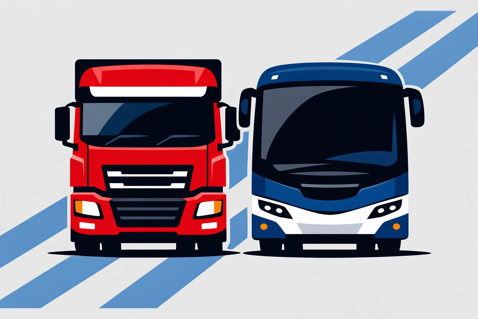 Illustration of an HGV and passenger coach for Transport Manager CPC training in haulage and passenger.