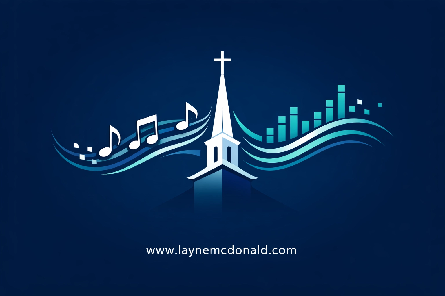 Church steeple and digital music waves for Gen Z worship trends at www.laynemcdonald.com.