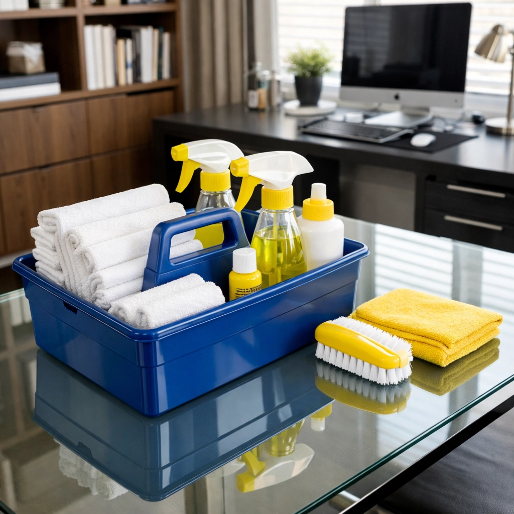 The Cleaning Ninjas professional cleaning kit ready for a weekly house cleaning service.