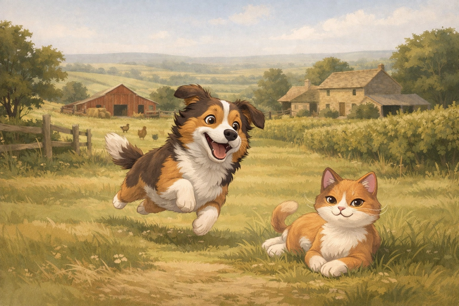 Healthy, energetic dog in a natural UK field — bright, reassuring, premium lifestyle look