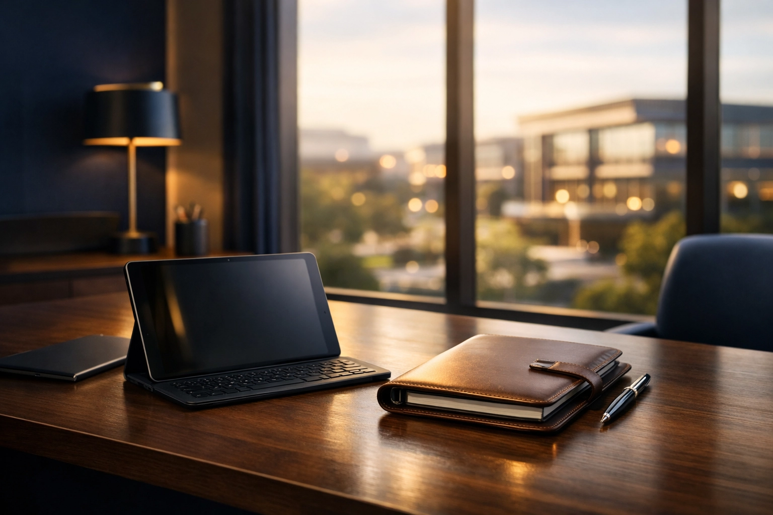 Minimalist Solihull office desk representing predictable financial forecasting for managed IT support services.