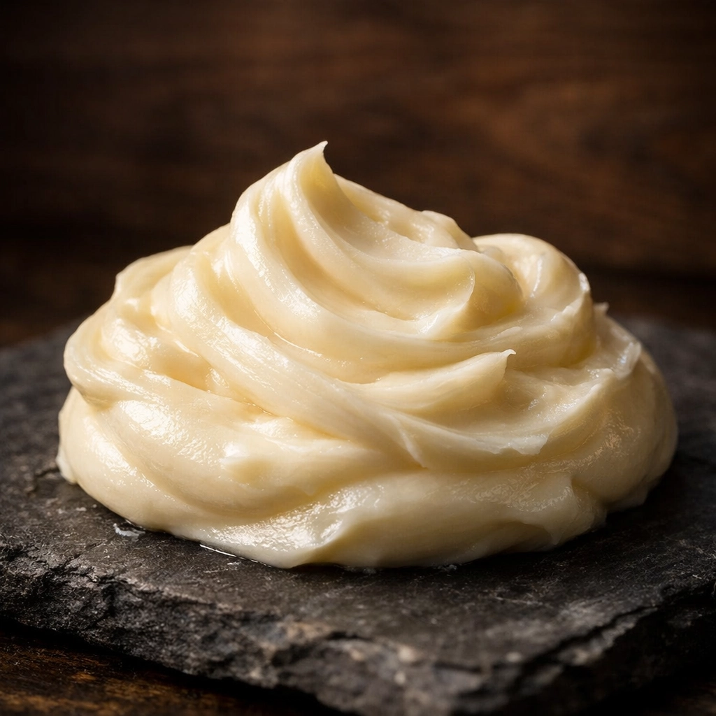 Creamy beard butter texture showing a smooth, whipped consistency for deep conditioning.