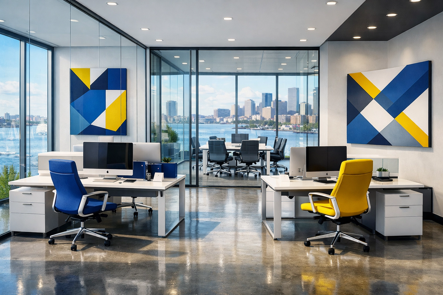 Modern Seaport office interior following a professional commercial cleaning Boston MA service.