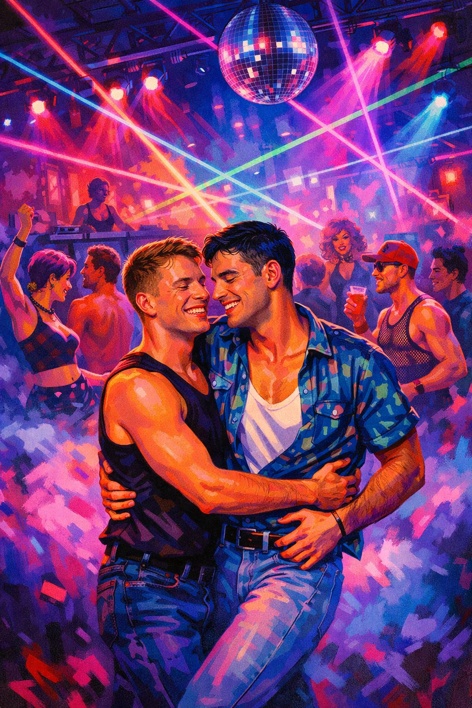 Gay men dancing together at Moscow's legendary Chance nightclub in the 1990s